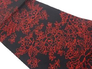 塩瀬絞り花々模様開き名古屋帯（額縁仕立て）